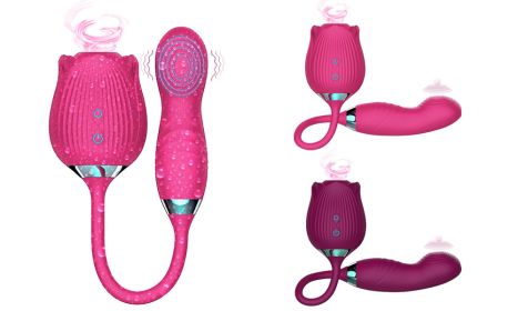 New Rose Series 4 Gen 3 in 1 Sucking stimulating G Spot Dildo Vibrator (Color: Red)